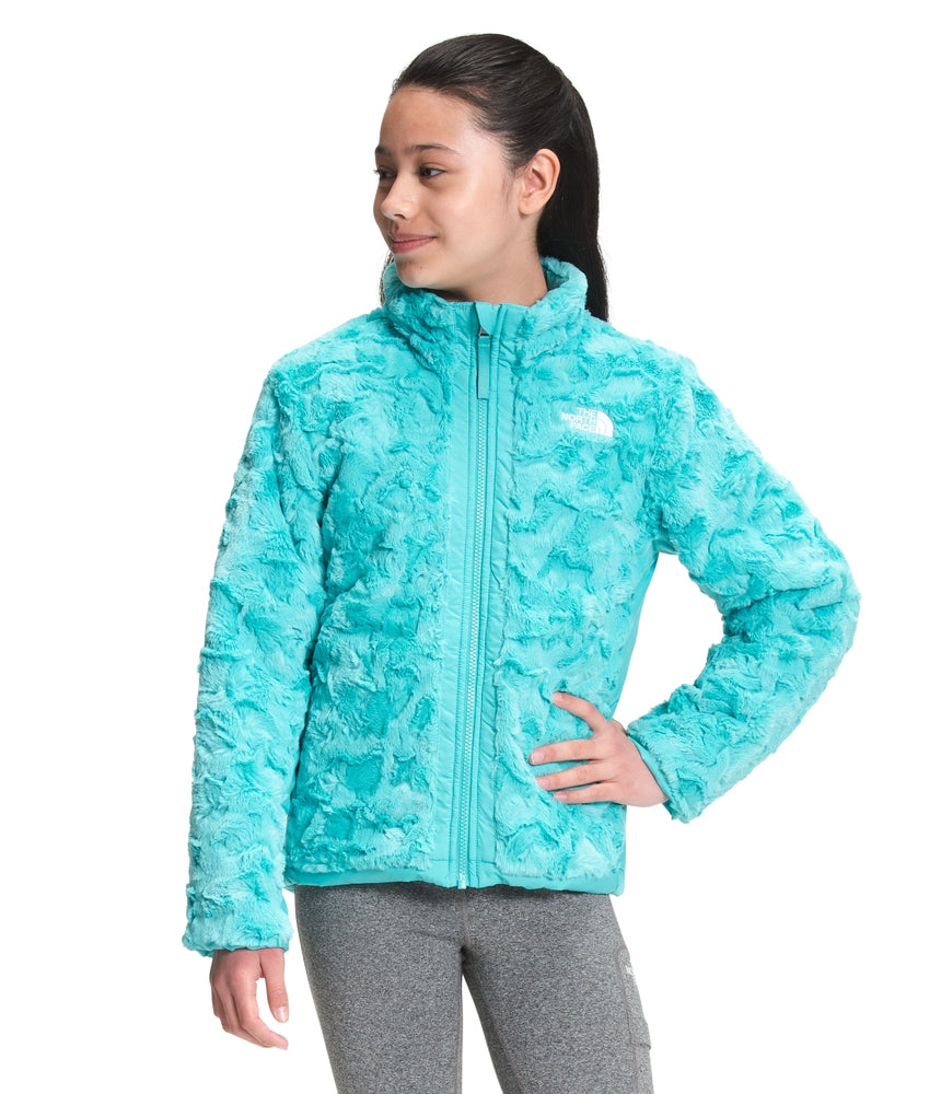 The North Face - Reversible Mossbud Swirl Jacket - Girls - Vanadis Grey Heather/Gardenia White