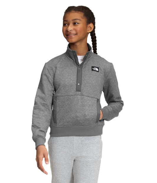 The North Face - Edgewater Quilted 1/4 Snap - Girls' - Tnf Medium Grey Heather