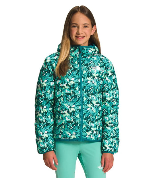 The North Face - Printed Reversible North Down Hooded Jacket - Girls - Harbor Blue