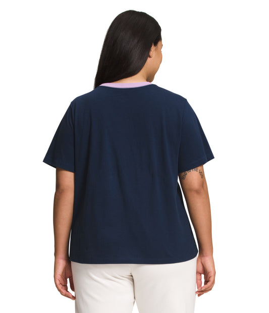 The North Face - Short Sleeve Half Dome Tee - Women's Plus - Gardenia White/Dusty Coral Orange