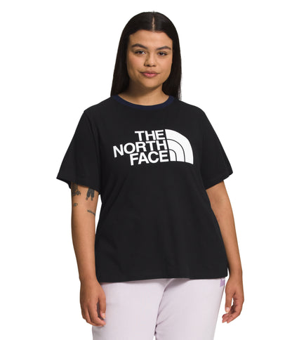 The North Face - Short Sleeve Half Dome Tee - Women's Plus - Gardenia White/Dusty Coral Orange