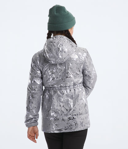 The North Face - Reversible Mossbud Parka - Girls' - Meld Grey Nature Texture Metallic Print