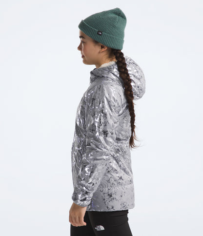 The North Face - Reversible Mossbud Parka - Girls' - Meld Grey Nature Texture Metallic Print