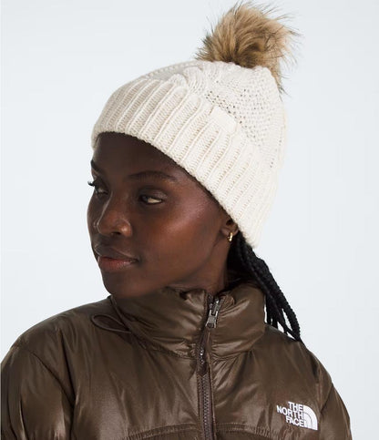 The North Face - Oh Mega Fur Pom Lined Beanie - Women's - White Dune