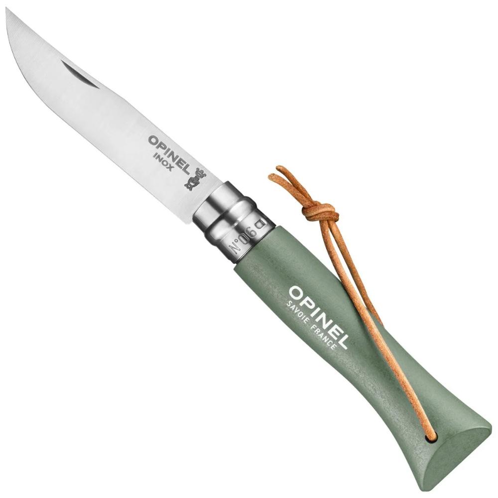 Opinel - No. 6 Stainless Steel Folding Knife with Lanyard - Colorama - Sage