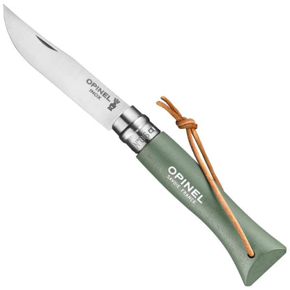 Opinel - No. 6 Stainless Steel Folding Knife with Lanyard - Colorama - Sage