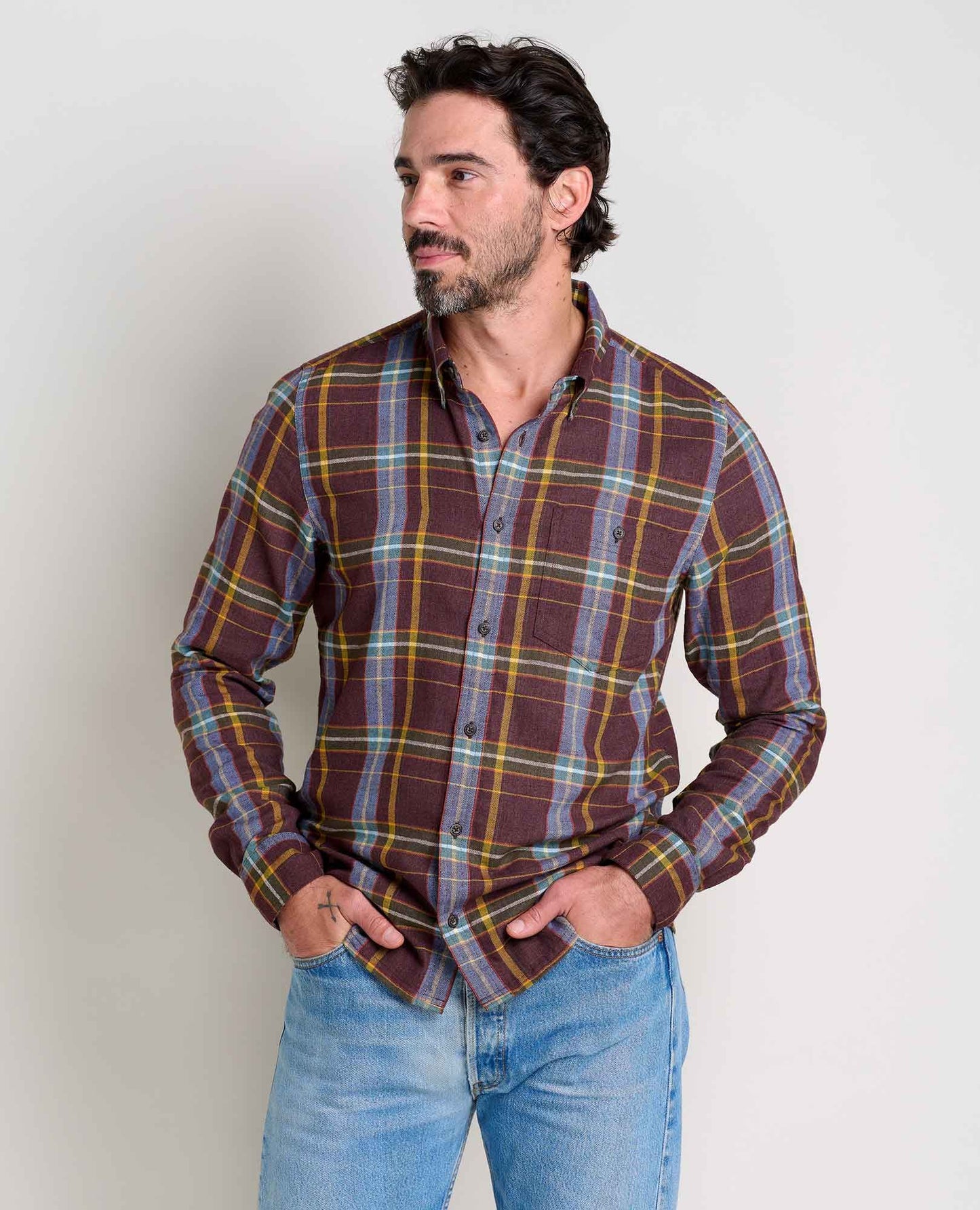 Toad and Co - Airsmyth Long Sleeve Shirt - Carob Multi Windowpane
