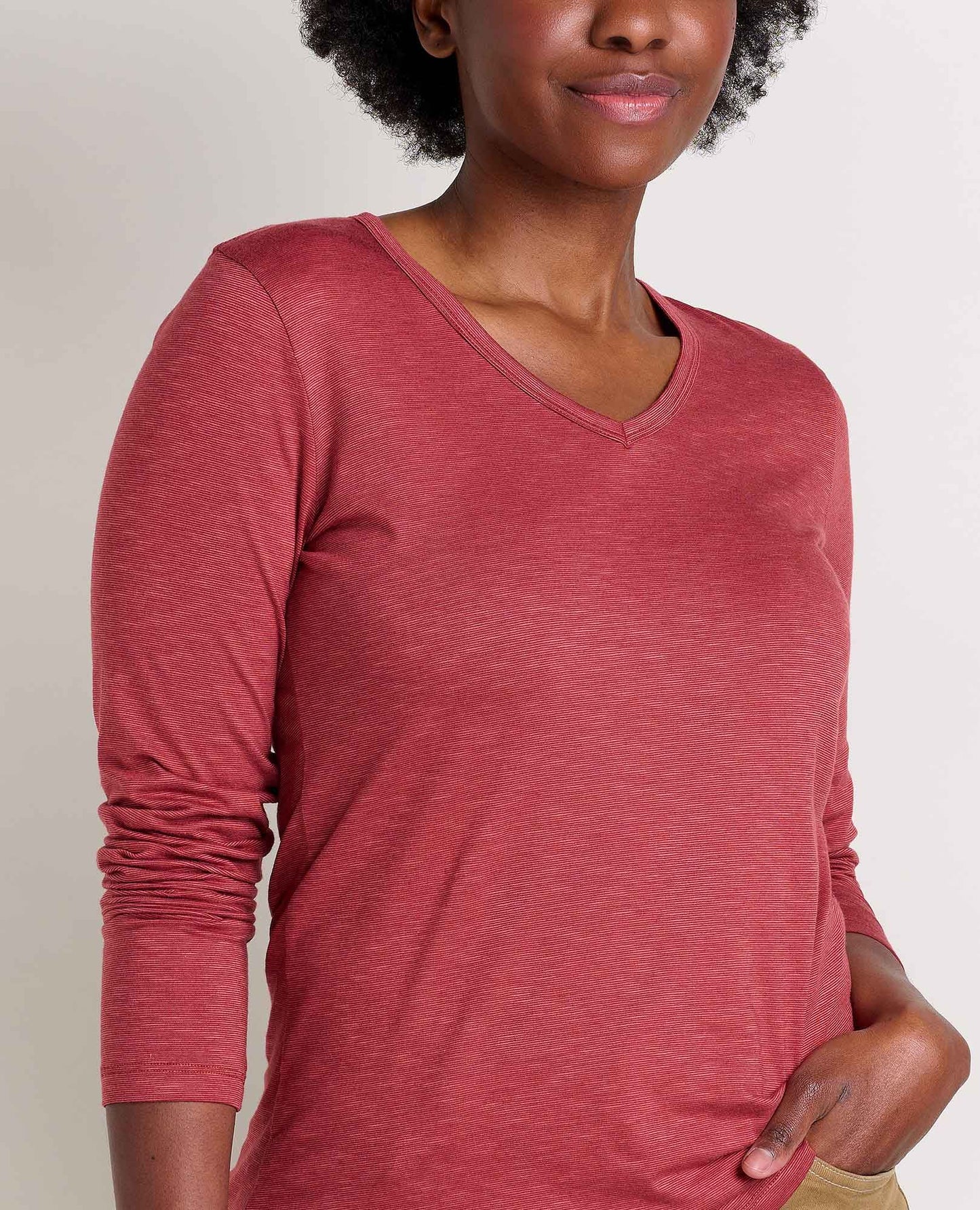 Toad and Co - Marley Long Sleeve V Tee - Dusty Cedar