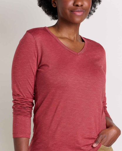 Toad and Co - Marley Long Sleeve V Tee - Dusty Cedar