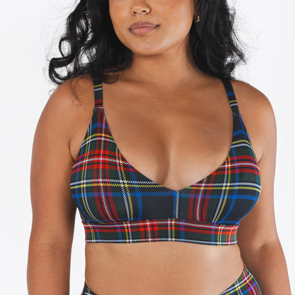 The Cappuccino | Holiday Tartan Plaid Boob Hammock™ Plunge Bralette