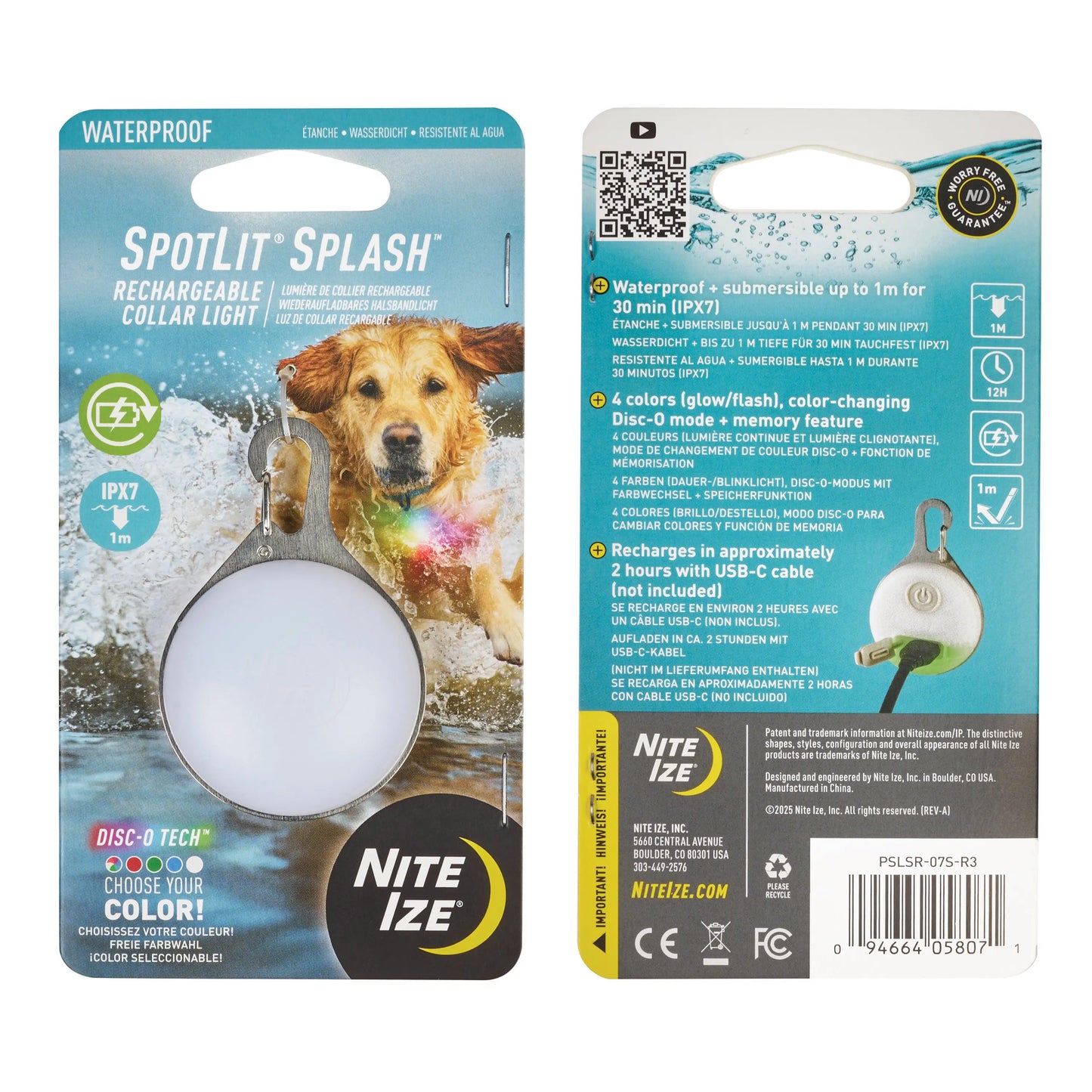 Nite Ize - SpotLit Splash Waterproof Rechargeable Collar Light - Disc-O Tech