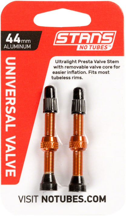 Stans NoTubes - Alloy Valve Stems - 44mm, Pair, Orange - Orange