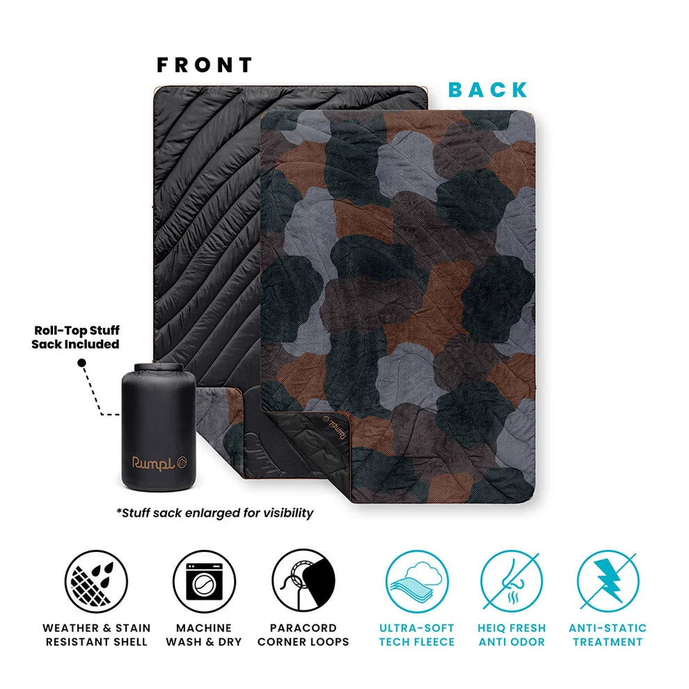 Rumpl - Fleece Puffy Blanket - Puzzled Black