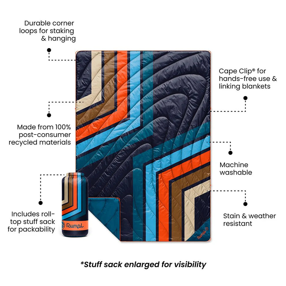 Rumpl - Original Puffy Blanket - Midnight Retro Stripes