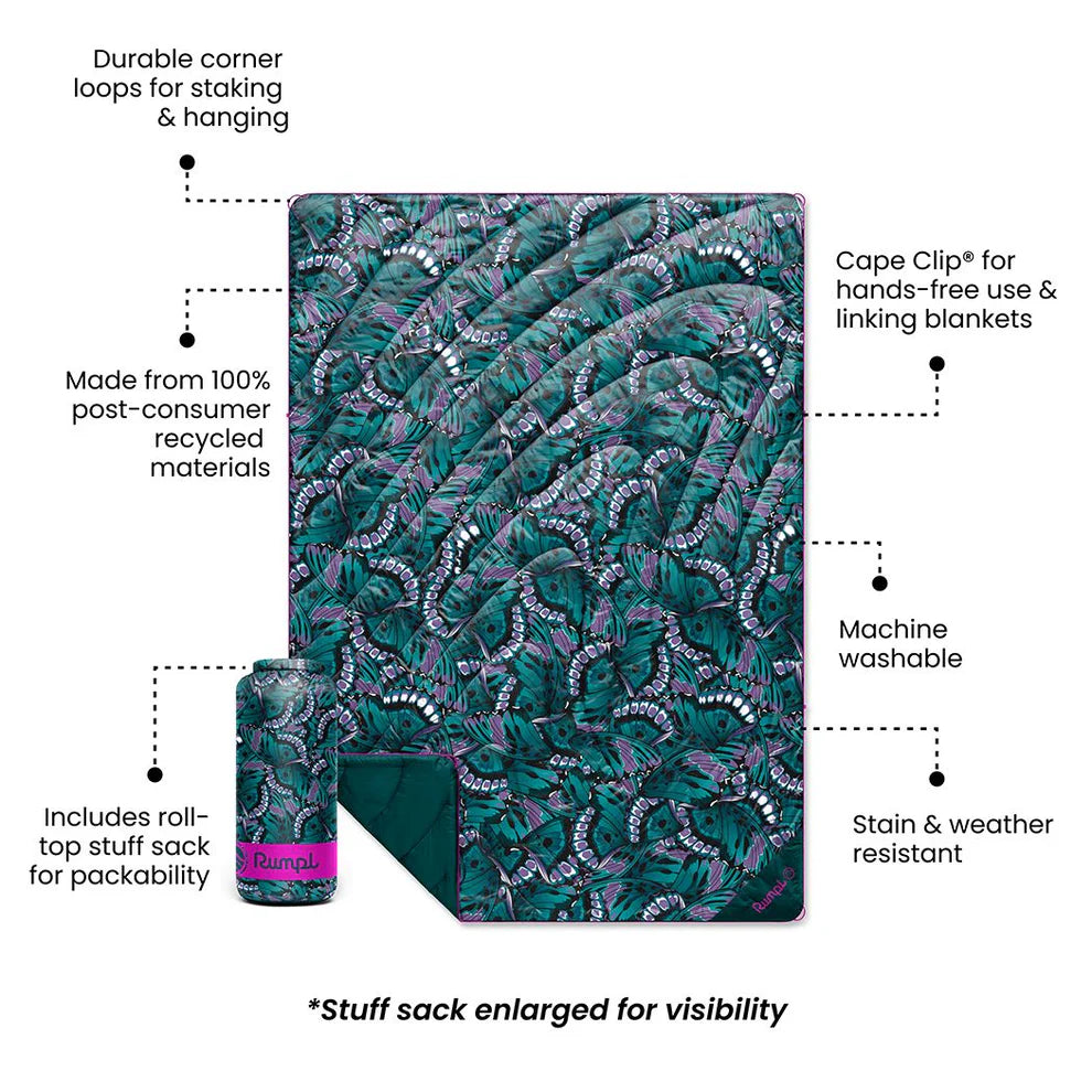 Rumpl - Original Puffy Blanket - Mint Green Butterflies