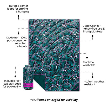 Rumpl - Original Puffy Blanket - Mint Green Butterflies