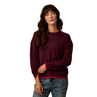 Carve Designs - Drue Fuzzy Sweater - Sangria w. Deep Rouge
