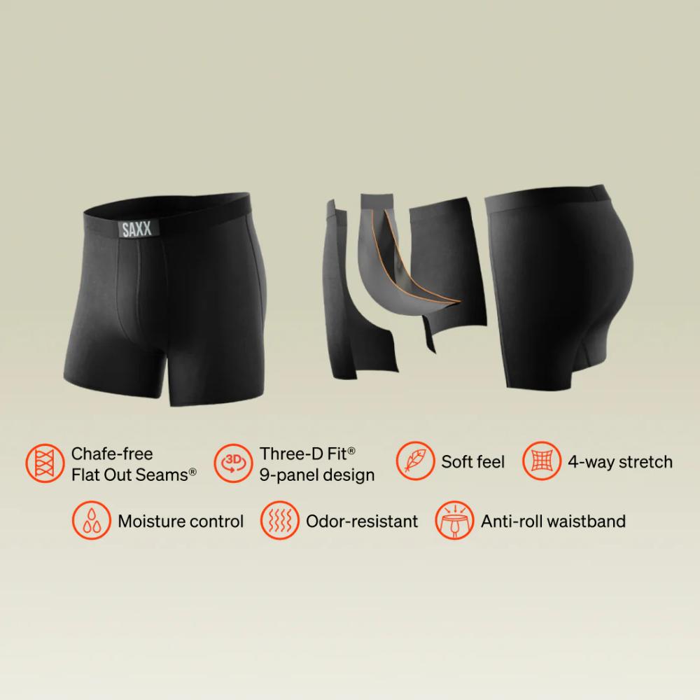SAXX - Quest Quick Dry Mesh Boxer Brief Fly - Sketchy Mountain-Black