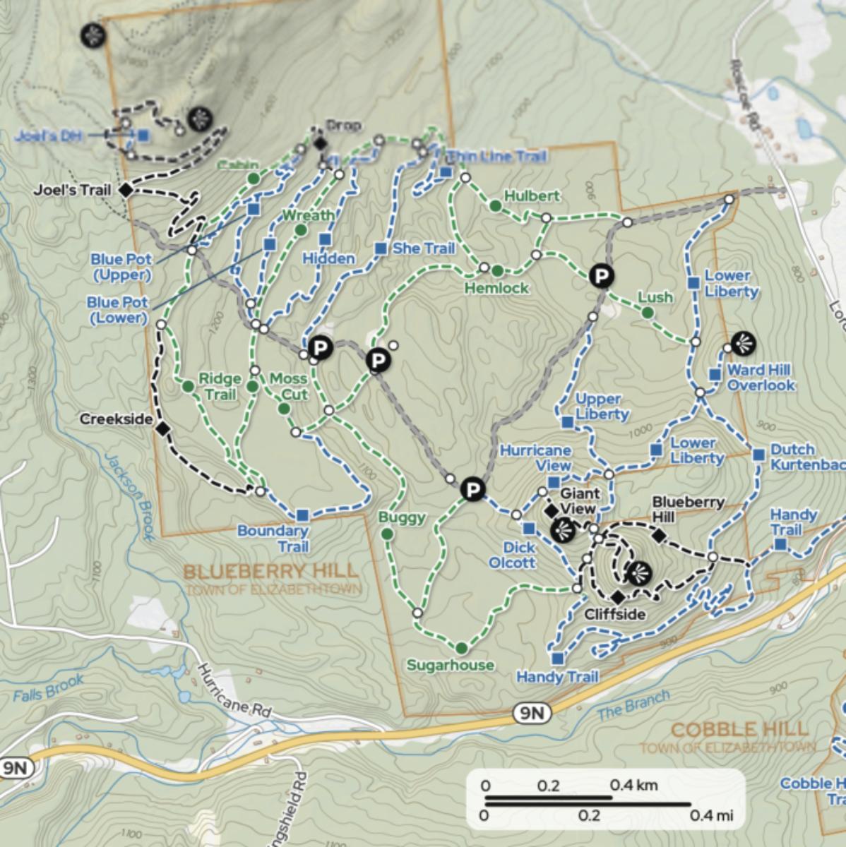 Green Goat Maps - BETA Mountain Bike Map (Lake Placid Area)