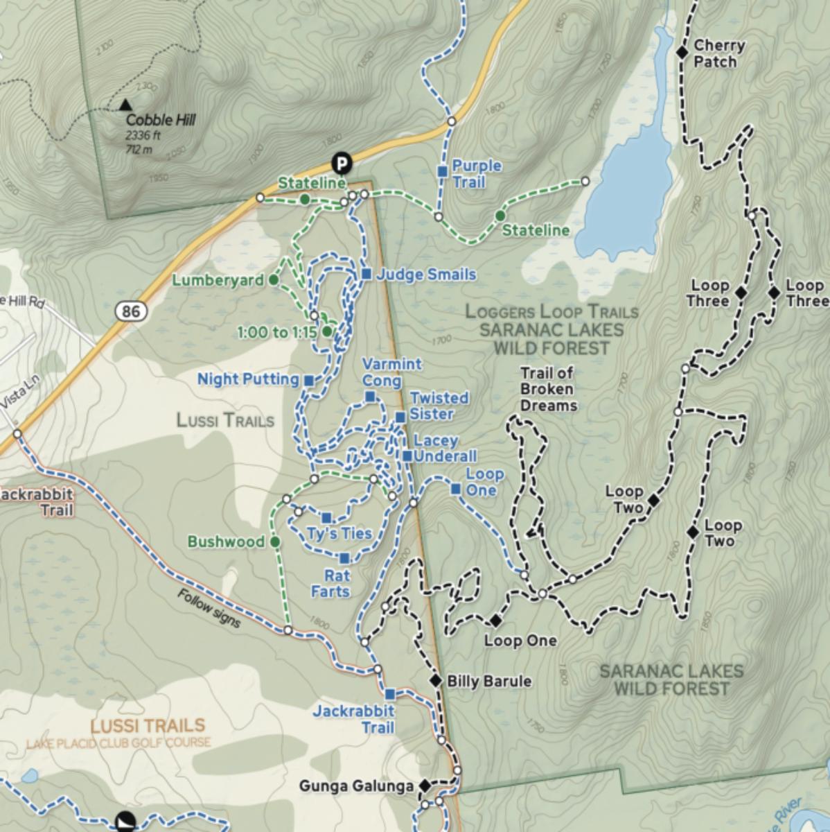 Green Goat Maps - BETA Mountain Bike Map (Lake Placid Area)