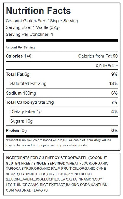 Gu - Gluten Free Stroopwafel - Coconut