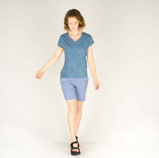 Sherpa - Neha V-Neck Tee - Seaport Blue Peacock