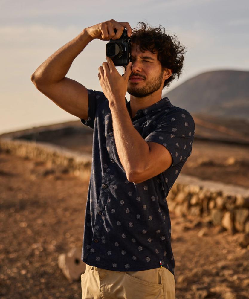 Sherpa - Newar Peacock Short Sleeve Shirt - Peetho