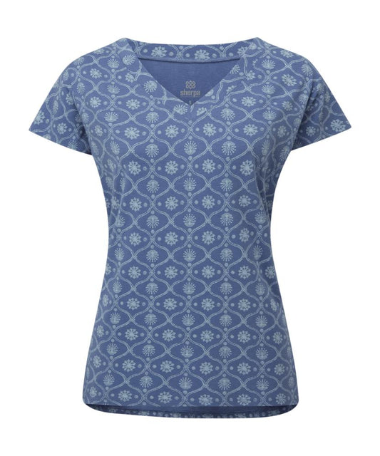 Sherpa - Neha V-Neck Tee - Seaport Blue Sublime