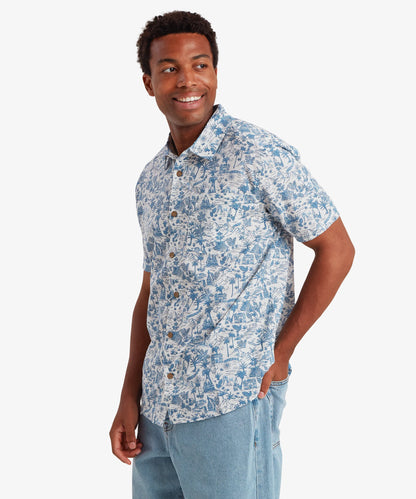 Sherpa - Ravi Short Sleeve Shirt - Katha White/Blue