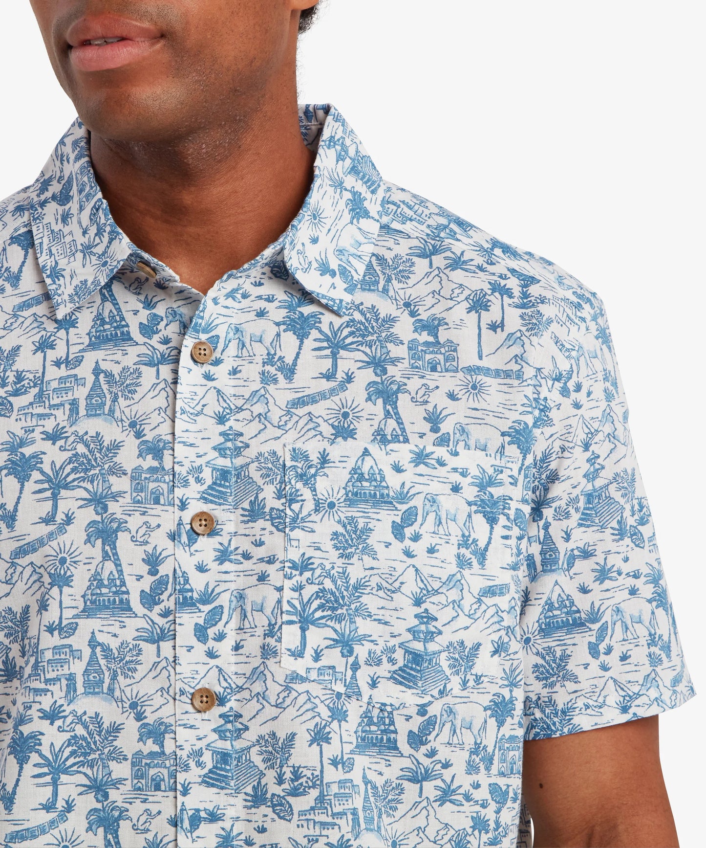 Sherpa - Ravi Short Sleeve Shirt - Katha White/Blue