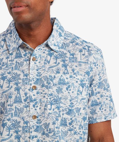 Sherpa - Ravi Short Sleeve Shirt - Katha White/Blue