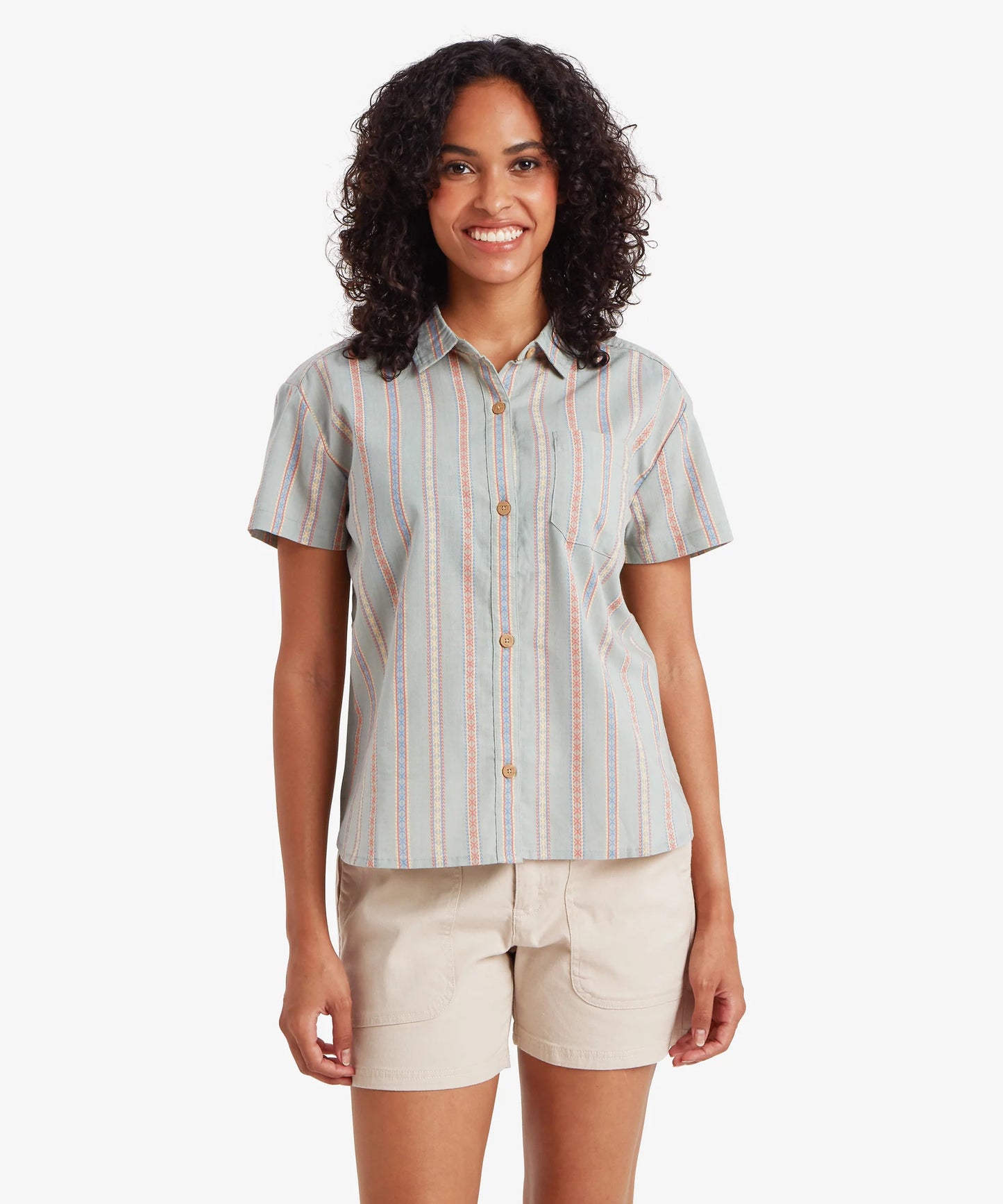Sherpa - Jaya Camp Shirt - Celery Patti Stripe