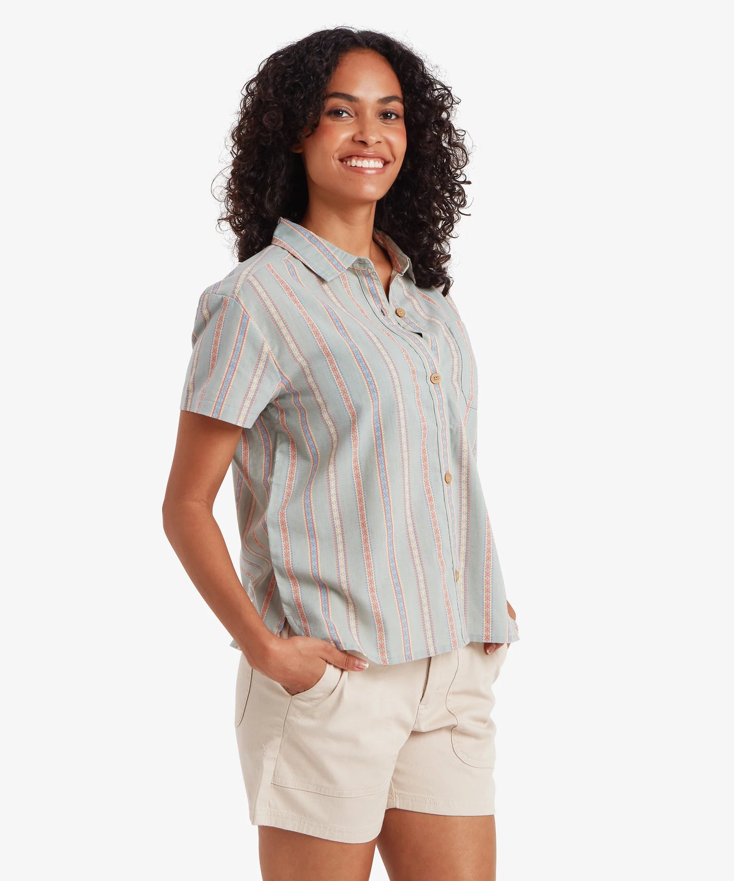 Sherpa - Jaya Camp Shirt - Celery Patti Stripe