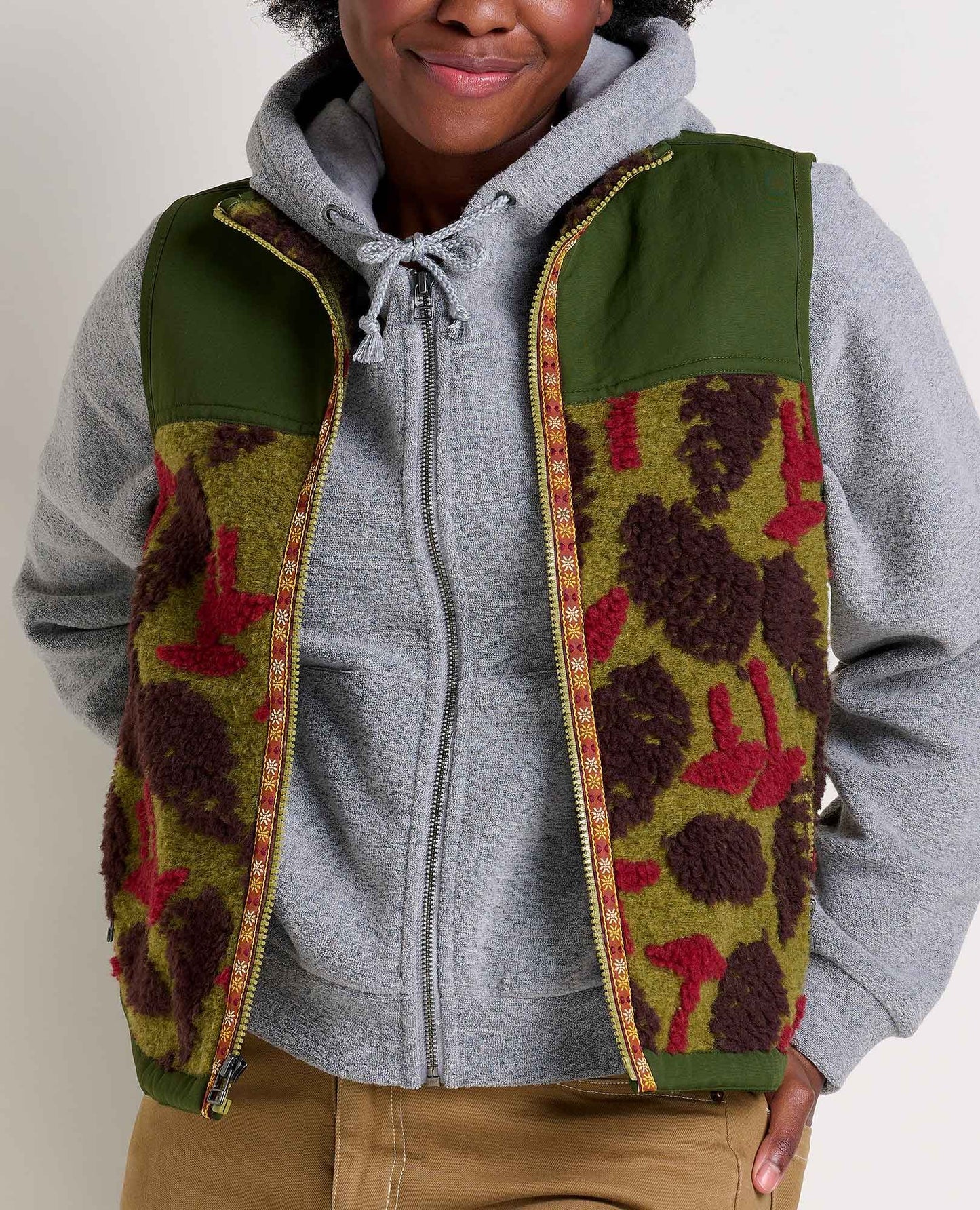 Toad and Co - Sespe Sherpa Vest - Women's - Light Ash Plaid