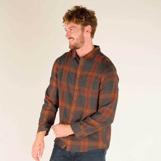 Sherpa - Batsa Eco Long Sleeve Shirt - Men's - Clay Red Plaid