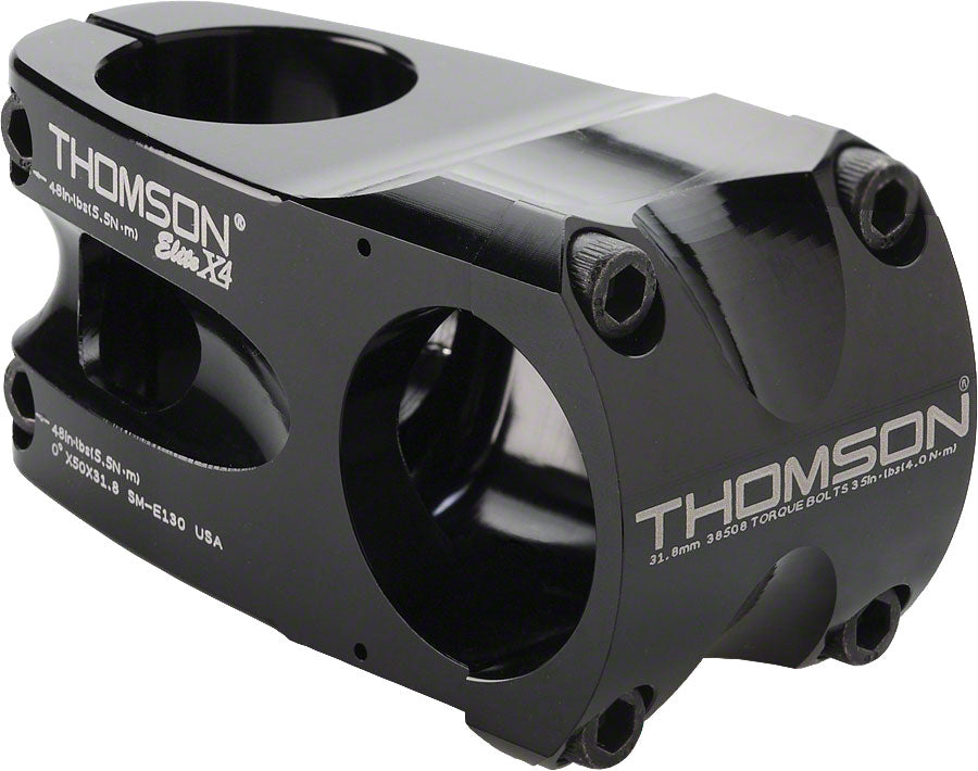 Thomson - Elite X4 Mountain Stem - 50mm, 31.8 Clamp, +/-0, 1 1/8", Aluminum, Black - Black