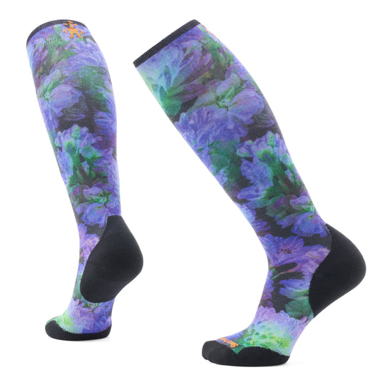 Smartwool - Ski Targeted Cushion Electric Lotus Print OTC Socks - Women's - Black