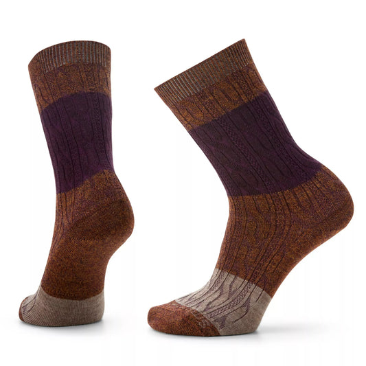 Smartwool - Everyday Color Block Cable Crew Socks - Women's - Ultraviolet-Purple Iris Marl