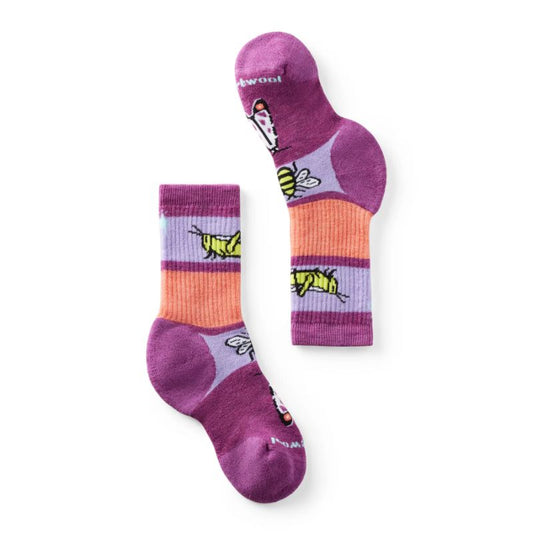 Smartwool - Kids Hike Full Cushion Garden Bugs Pattern Crew Socks - Meadow Mauve