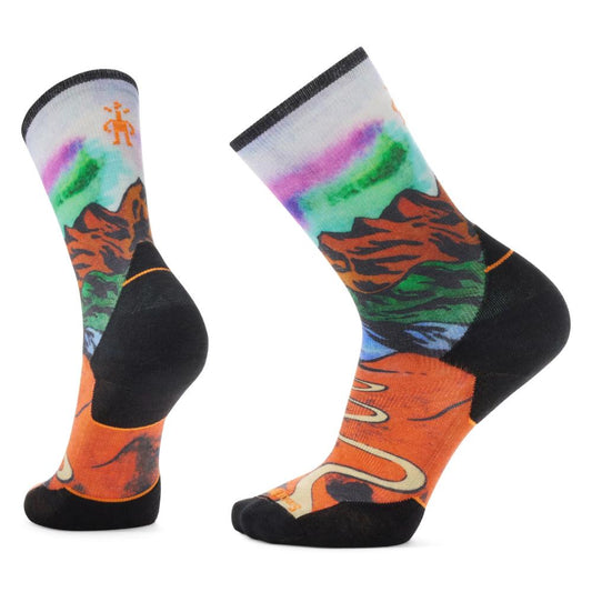 Smartwool - Targeted Cushion Trail Run Singletrack Print Crew Socks - Orange Rust