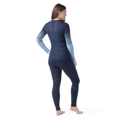 Smartwool - Intraknit Thermal Merino Base Layer Pattern Crew - Women's - Deep Navy-Serene Blue
