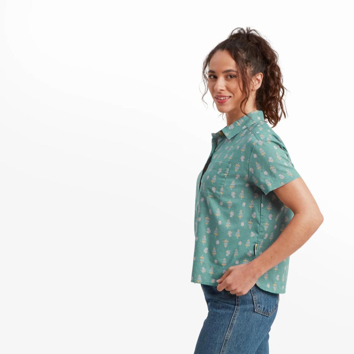 Sherpa - Jaya Camp Shirt - Seaport Blue Indi Blossom