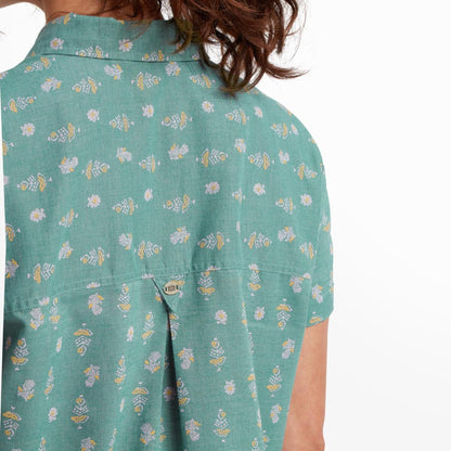 Sherpa - Jaya Camp Shirt - Seaport Blue Indi Blossom