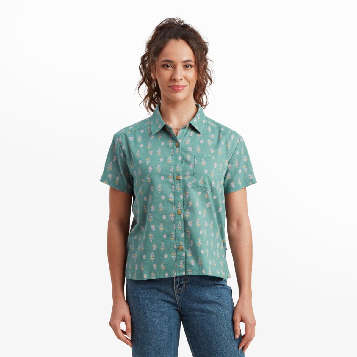 Sherpa - Jaya Camp Shirt - Seaport Blue Indi Blossom