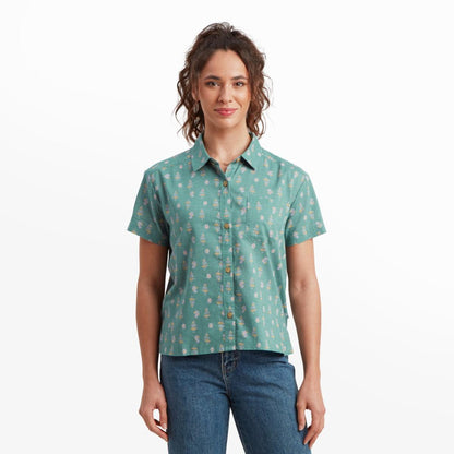 Sherpa - Jaya Camp Shirt - Seaport Blue Indi Blossom
