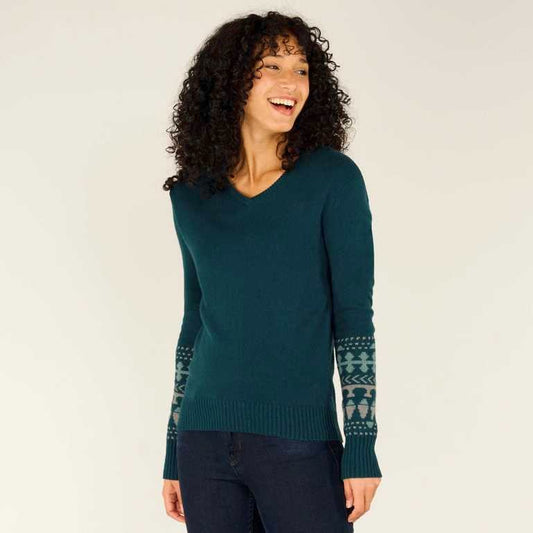 Sherpa - Maya V-Neck Sweater - Verdigris