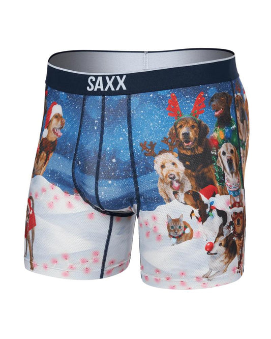 SAXX - Volt Breathable Mesh Boxer Brief - Dogs Of Saxxmas-Blue