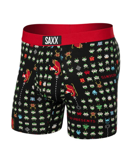 SAXX - Ultra Super Soft Boxer Brief Fly - Sleigh Invaders-Black