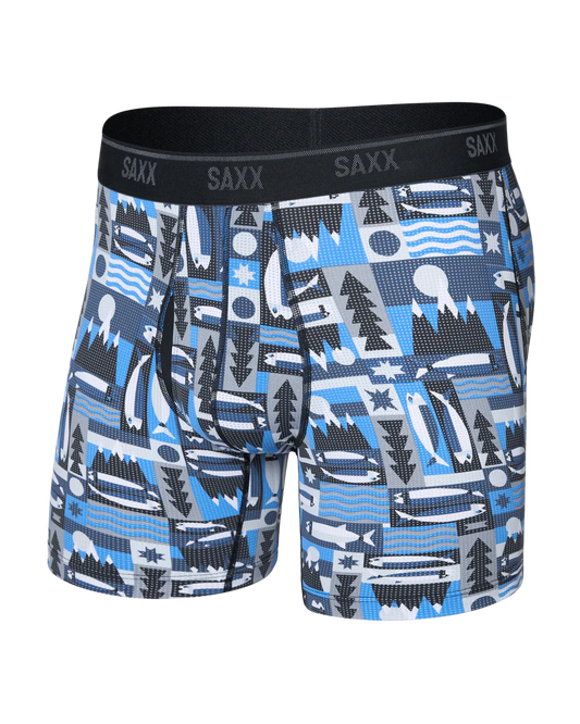 Saxx - Quest Quick-Dry Mesh Boxer Brief Fly - Winter Angler Blue