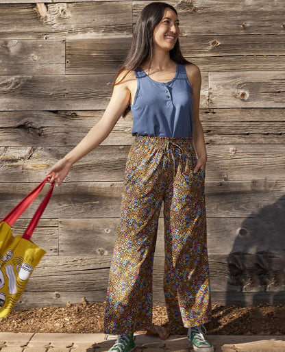 Toad and Co - Sunkissed Wide Leg Pant - Black Floral Dot Print